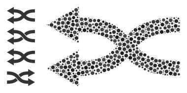 Noktalı Karıştırma Okları Diğer Simgelerle Yuvarlak Noktalar Kolajı