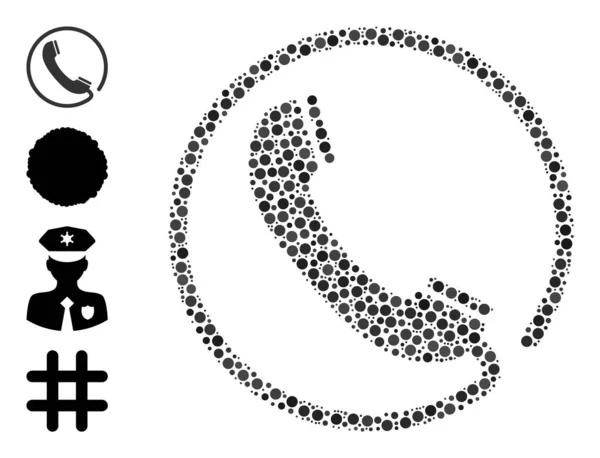 Gepunktete Telefoncollage von Kreisen mit anderen Symbolen — Stockvektor