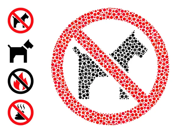 Punteggiato No Dogs Collage di punti arrotondati con icone simili — Vettoriale Stock