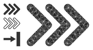 Üçlü Ok Başlığı Doldurulmuş Vektör Üçgeni Sağ Simge ve Bonus Simgeleri