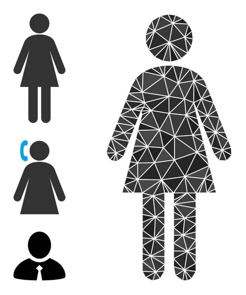 Icono de mujer poligonal vectorial e iconos similares — Vector de stock