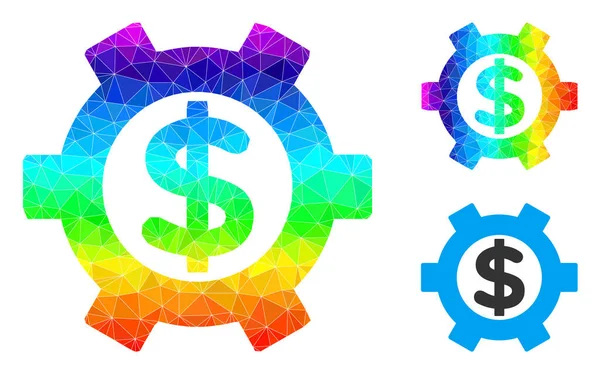 Icono de configuración financiera llena de triángulo vectorial con degradado de color espectral — Vector de stock