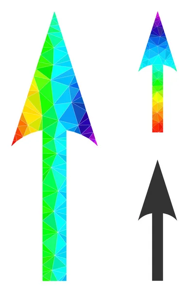 Vektorová mnohoúhelníková ostrá šipka nahoru ikona se spektrálním barevným přechodem — Stockový vektor