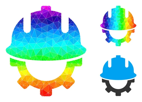 Icono del casco de desarrollo lleno de triángulo vectorial con gradiente de espectro — Vector de stock