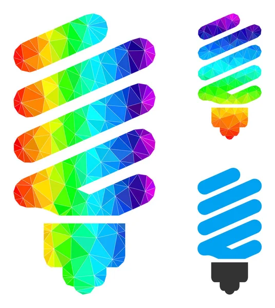 Vector Lowpoly Fluorescent Bulb Icon with Spectrum Gradient — 스톡 벡터