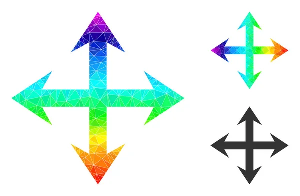 Vector Triangle Filled Expand Arrows Icon mit Regenbogenverlauf — Stockvektor