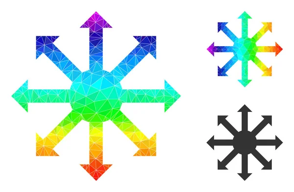 Icona a freccia radiale riempita con triangolo vettoriale con sfumatura colorata spettrale — Vettoriale Stock