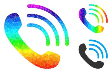 Vektör Lowpoly Telefon Çağrı Simgesi Görüntü Renkli Gradyan
