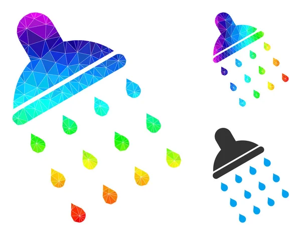 Icono de ducha lleno de triángulo vectorial con gradiente de arco iris — Vector de stock