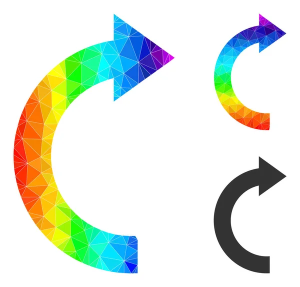 Triangolo vettoriale riempito ruota l'icona a destra con gradiente arcobaleno — Vettoriale Stock