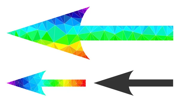 Vektor polygonal vass pil vänster ikon med spektrumgradient — Stock vektor