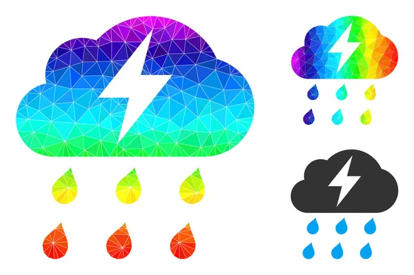 Vector Lowpoly Thunderstorm Icono con degradado de color espectral — Vector de stock