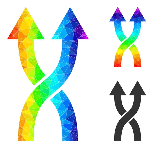 Vektor polygonal Shuffle pilar upp ikonen med spektral färgad radient — Stock vektor