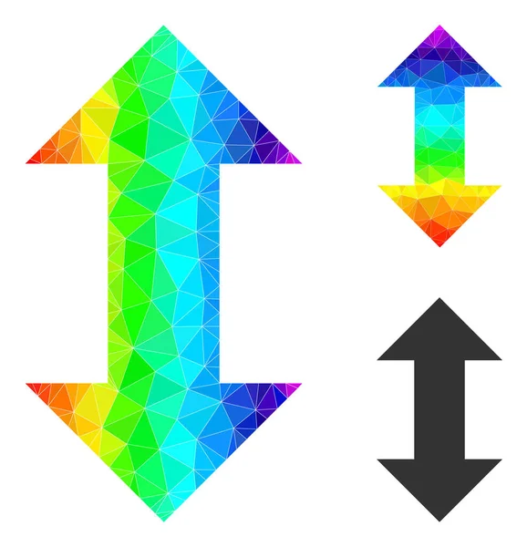 Icône d'échange verticale polygonale vectorielle avec gradient de spectre — Image vectorielle