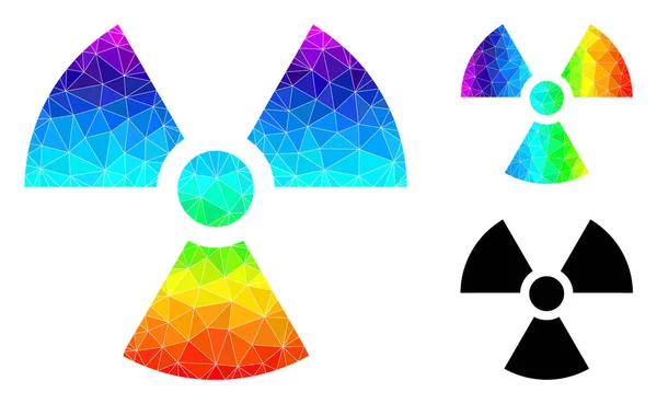 Icône de radioactivité polygonale vectorielle avec dégradé arc-en-ciel — Image vectorielle