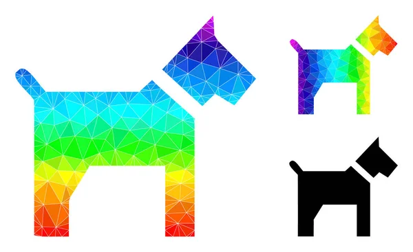 Vektor-Dreieck gefüllt Dog Icon mit Spektrum-Gradient — Stockvektor