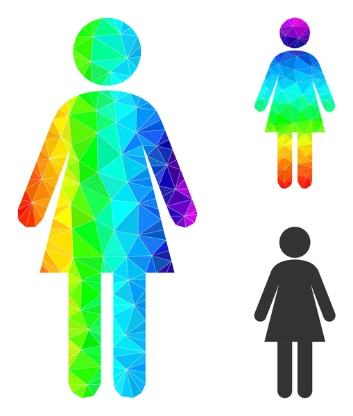 Vector Lowpoly Mujer icono con gradiente de arco iris — Vector de stock