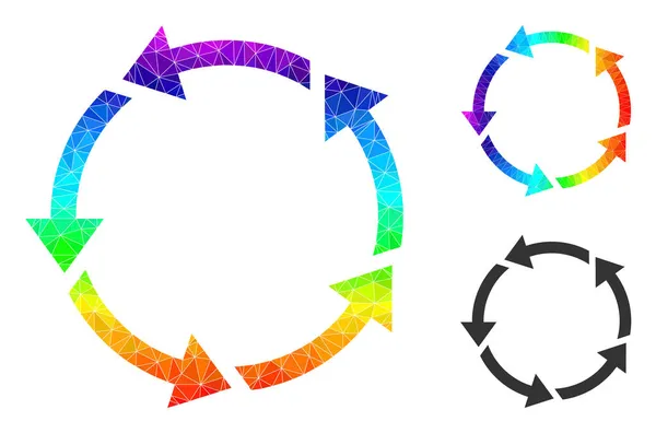 Icône de rotation polygonale vectorielle avec dégradé arc-en-ciel — Image vectorielle