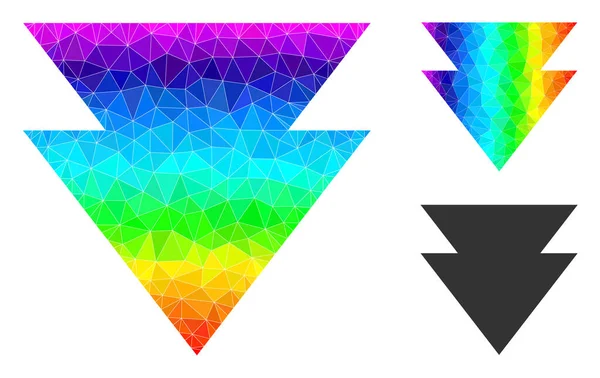 Vector Lowpoly Move Down Icon mit spektralem Farbverlauf — Stockvektor