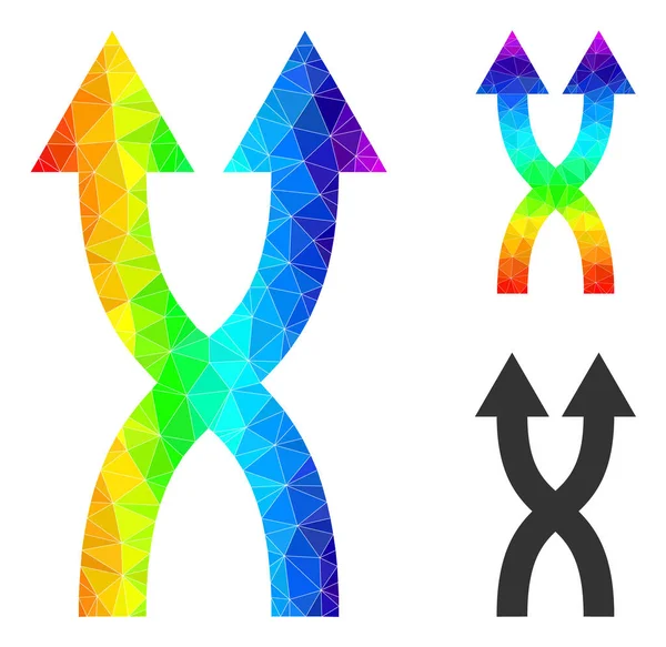 Vektor-Polygonale Durcheinander-Pfeile nach oben Icon mit Spektrum-Verlauf — Stockvektor