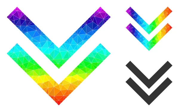 Vector Lowpoly Shift Down Icono con gradiente de arco iris — Vector de stock