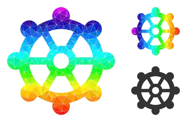 Icono de engranaje lleno de triángulo vectorial con gradiente de arco iris — Vector de stock