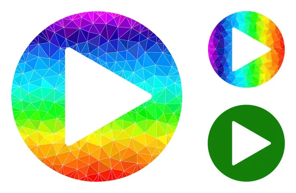 Vektor-Dreieck gefüllt Play-Taste-Symbol mit Regenbogen-Gradient — Stockvektor