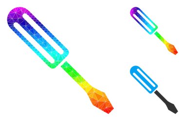 Vector Üçgeni Doldurulmuş Tornavida Simgesi Gökkuşağı Gradyanı