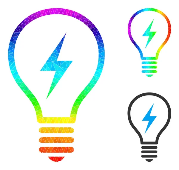 Vector Lowpoly Electric Bulb Icon with Rainbow Gradient — 스톡 벡터