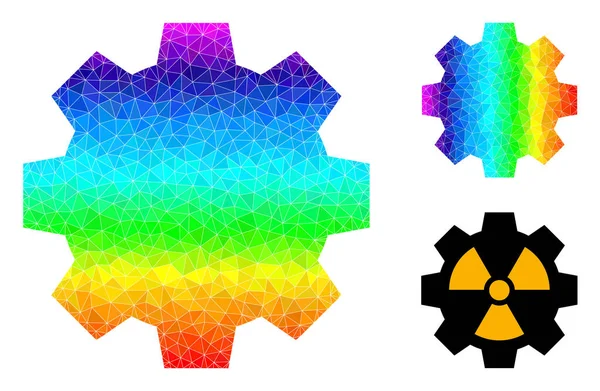 Icône d'industrie radioactive vectorielle Lowpoly avec gradient coloré spectral — Image vectorielle