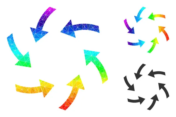 Εικονίδιο Vector Lowpoly Swirl Arrows με διαβαθμίσεις φάσματος — Διανυσματικό Αρχείο