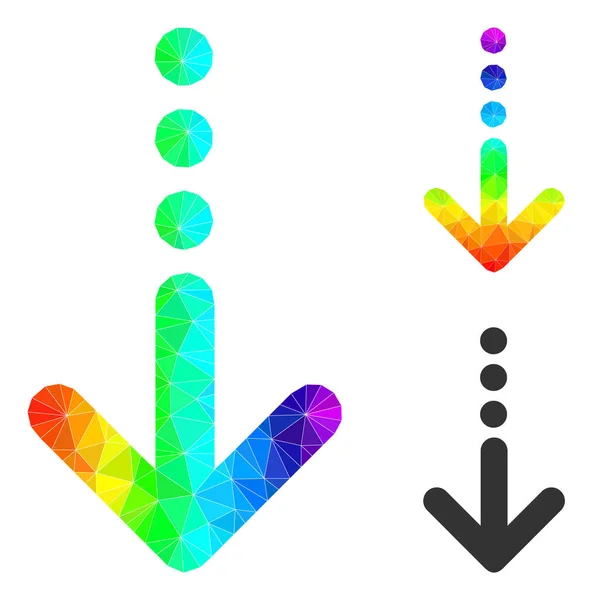Vektorový Lowpoly poslat dolů ikonu se spektrálním gradientem — Stockový vektor
