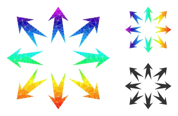 Ícone de setas de expansão poligonal vetorial com gradiente de arco-íris — Vetor de Stock
