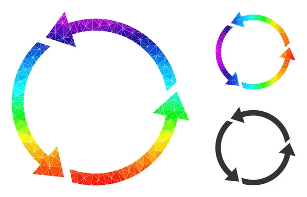 Vektorový trojúhelník naplněný Recyklovat ikonu se spektrálním barevným přechodem — Stockový vektor
