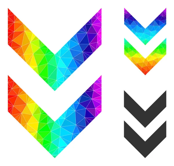 Vektorpolygonales Shift-Down-Symbol mit Regenbogenverlauf — Stockvektor