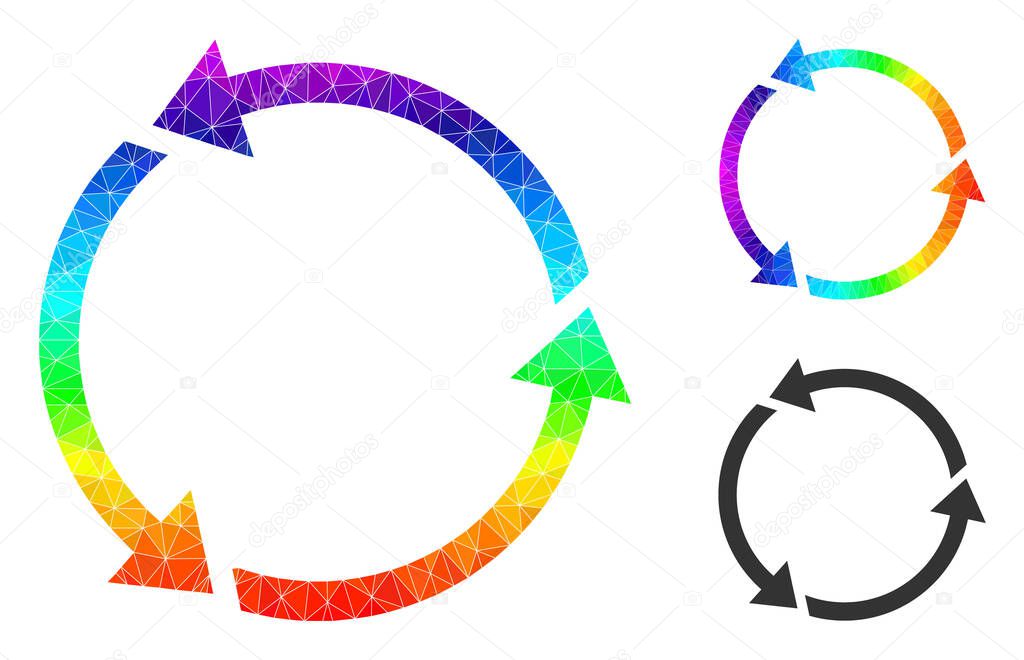 Vector Triangle Filled Recycle Icon with Spectral Colored Gradient
