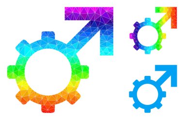 Spektral Renkli Vektör Çokgen Teknolojik İktidar Simgesi