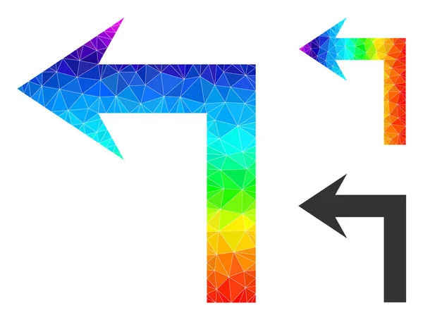 Vector Triangle Filled Turn Left Icon with Spectral Colored Gradient — Stock Vector