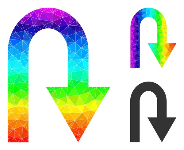 Vector Lowpoly U Turn Icon mit spektralem Farbverlauf — Stockvektor