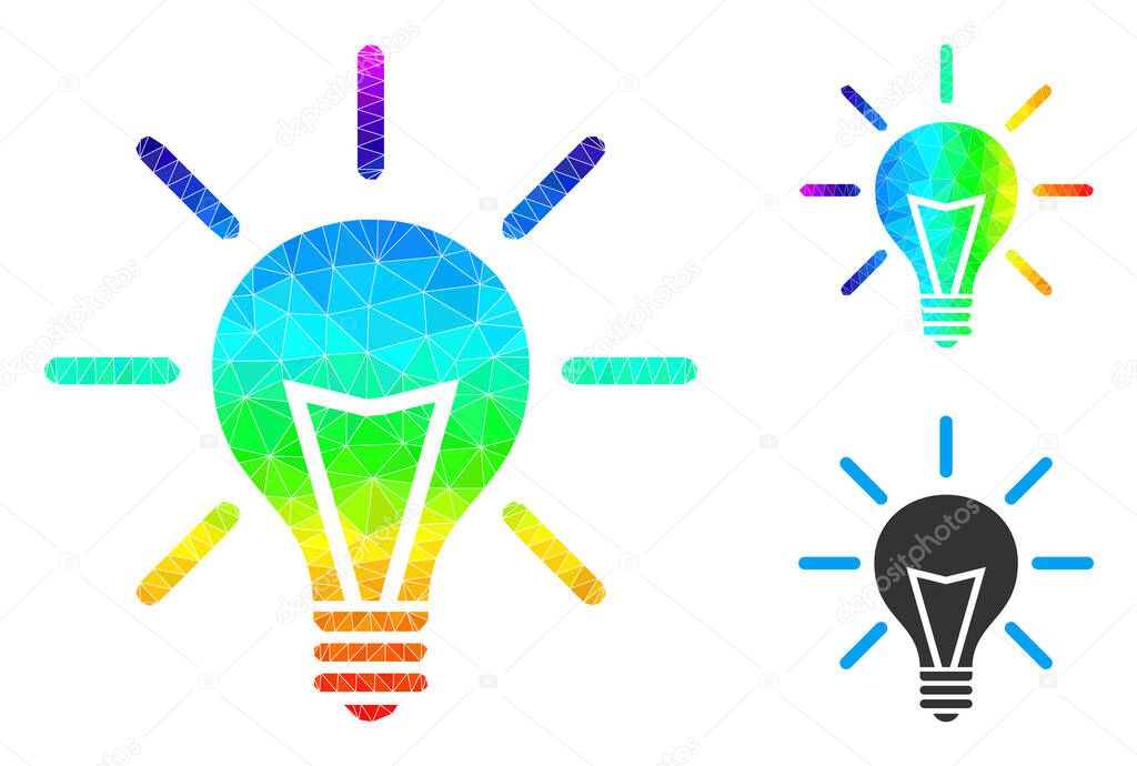 Vector Lowpoly Electric Light Icon with Rainbow Gradient