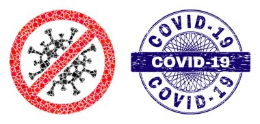 Desenli Covid-19 Damga Mührü ve Geometrik Duruş Covid-19 Virüs Mozaiği