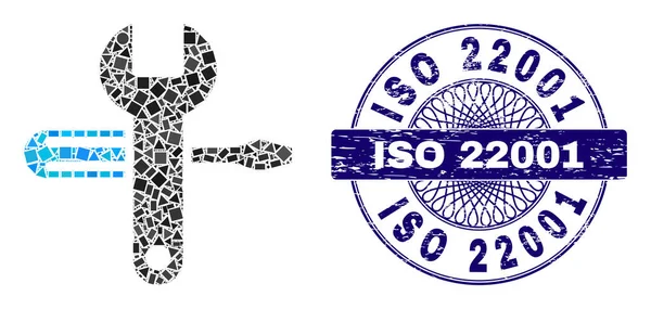 Υφασμάτινη σφραγίδα ISO 22001 και ψηφιδωτό γεωμετρικού συντονισμού — Διανυσματικό Αρχείο