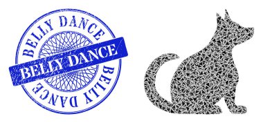 Grunge Göbek Dansı Mührü ve Üçgen Hamile Köpek Mozaiği