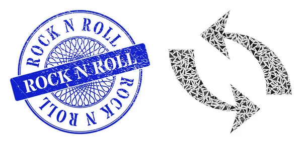 Textured Rock N Roll Badge e Triangolo Aggiorna mosaico — Vettoriale Stock