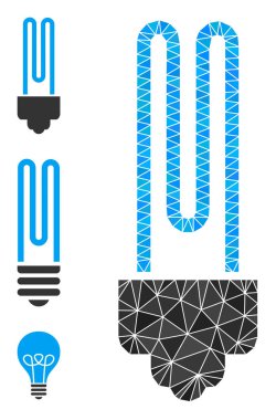 Bonus Simgeli Vektör Lowpoly Floresan Ampul Simgesi