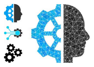 Vektör Lowpoly Cyborg Vites Simgesi ve Bonus Simgeleri