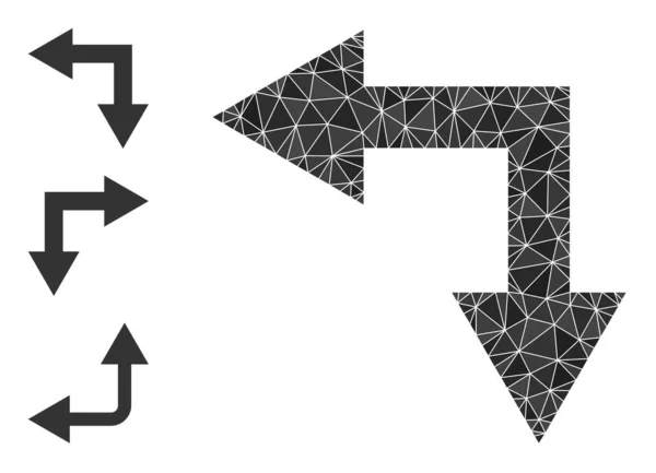 Vektor-Dreieck gefüllt Bifurkationspfeil links unten Symbole und Bonus-Symbole — Stockvektor