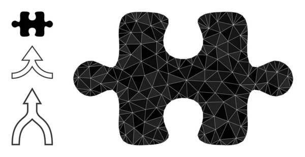 Vector Puzzle poligonal Ícono del artículo y iconos de bonificación — Vector de stock