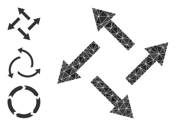 Vektor-Dreieck gefüllt Zentrifugalpfeile-Symbol mit anderen Symbolen — Stockvektor