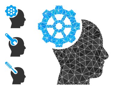 Vektör Lowpoly baş dişli simgesi ve Benzer Simgeler